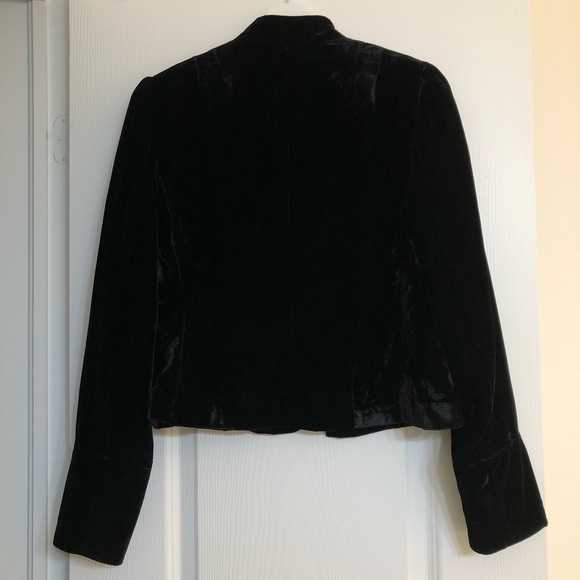 Black Velvet Blazer with Flower Detailing - Picture 5 of 5